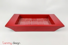 Red rectangle lacquer tray attached with mother of pearls 35*18*H4 cm